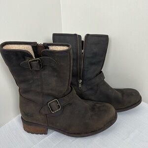 UGG Chaney Shearling Lined Brown Leather Boots